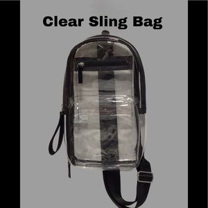 NEW Small Sling Bag, Clear, 3 Compartment, with Wristlet Strap, Unisex